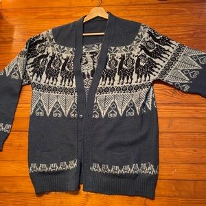 Authentic alpaca-wool cardigan sweater